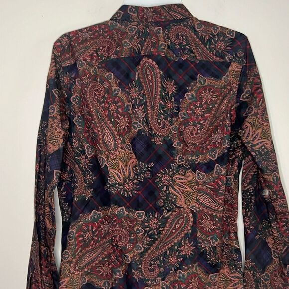 Chaps vintage paisley blouse button up down shirt top - Picture 10 of 10